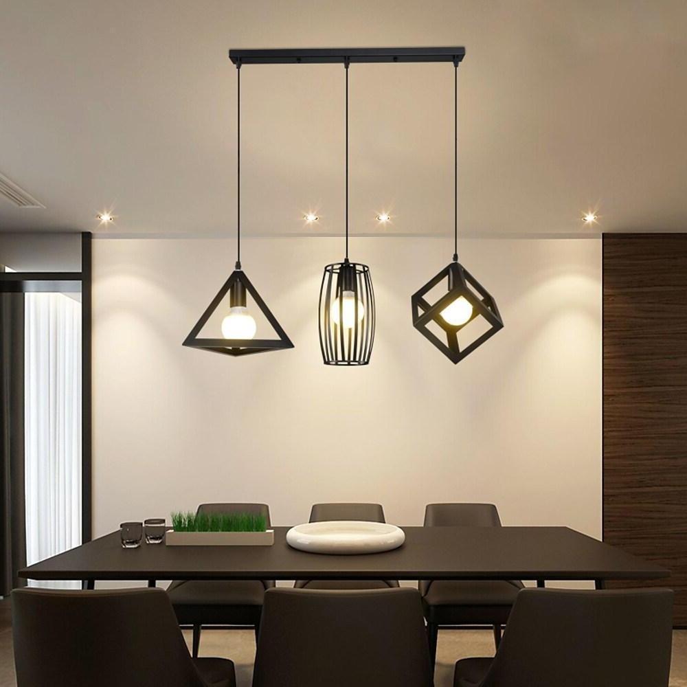 Geometric LED Adjustable Black Vintage Pendant Lighting Chandelier