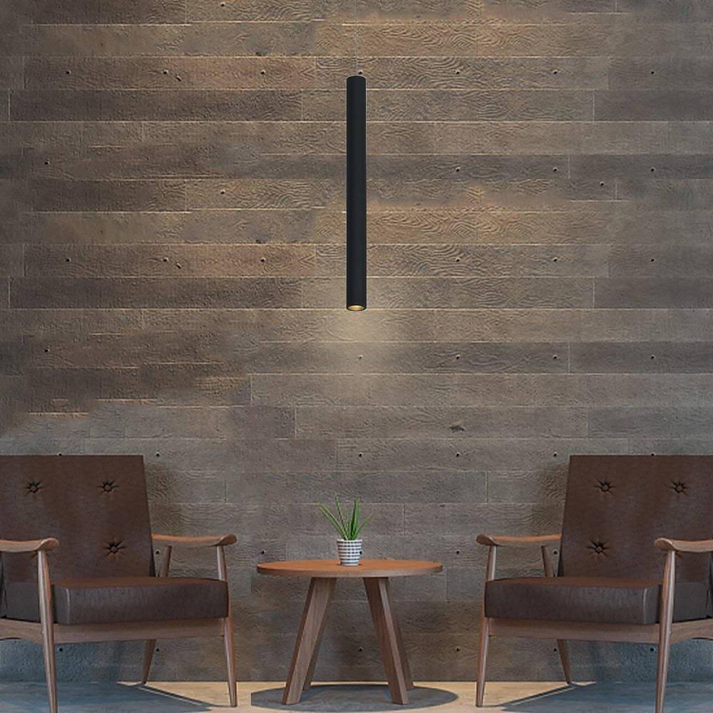 Thin Stick Shaped Black Pendant Light with Downlight Integrated LED Light