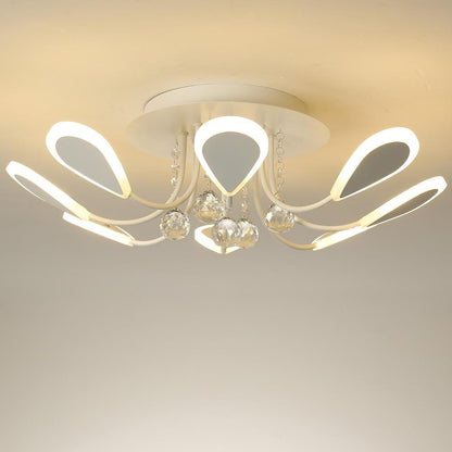 Modern Crystal Flush Mount Light Ceiling Light 8 Lights