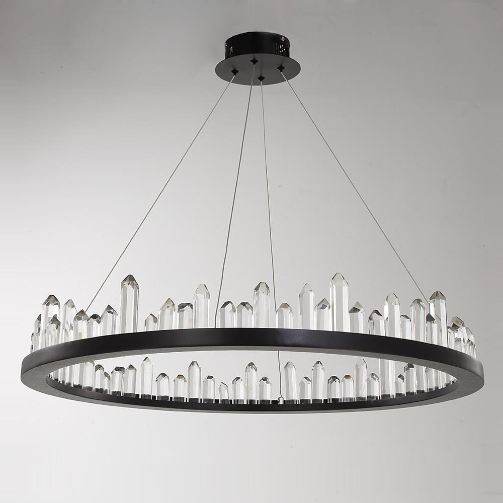 Circular Metal Crystal LED Adjustable Modern Pendant Lighting Chandelier