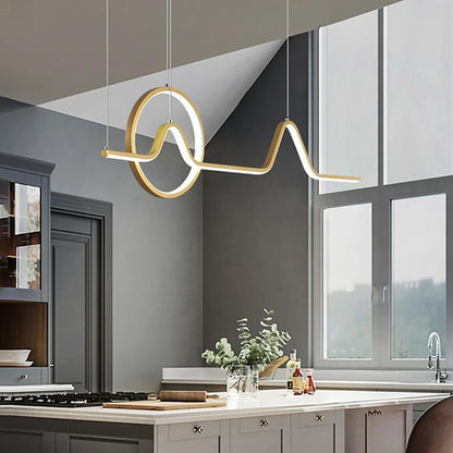 Circular Linear Dimmable LED Artistic Modern Chandeliers Kitchen Island Lighting