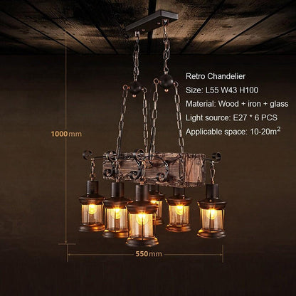 6 Lantern Farmhouse Chandelier Wood Chandeliers Ceiling Light