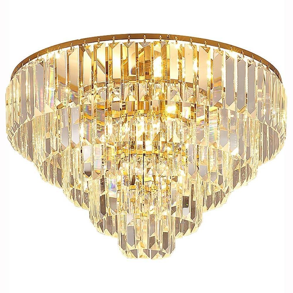 Candelabra Flush Mount Ceiling Light Metal Crystal Unique LED Light