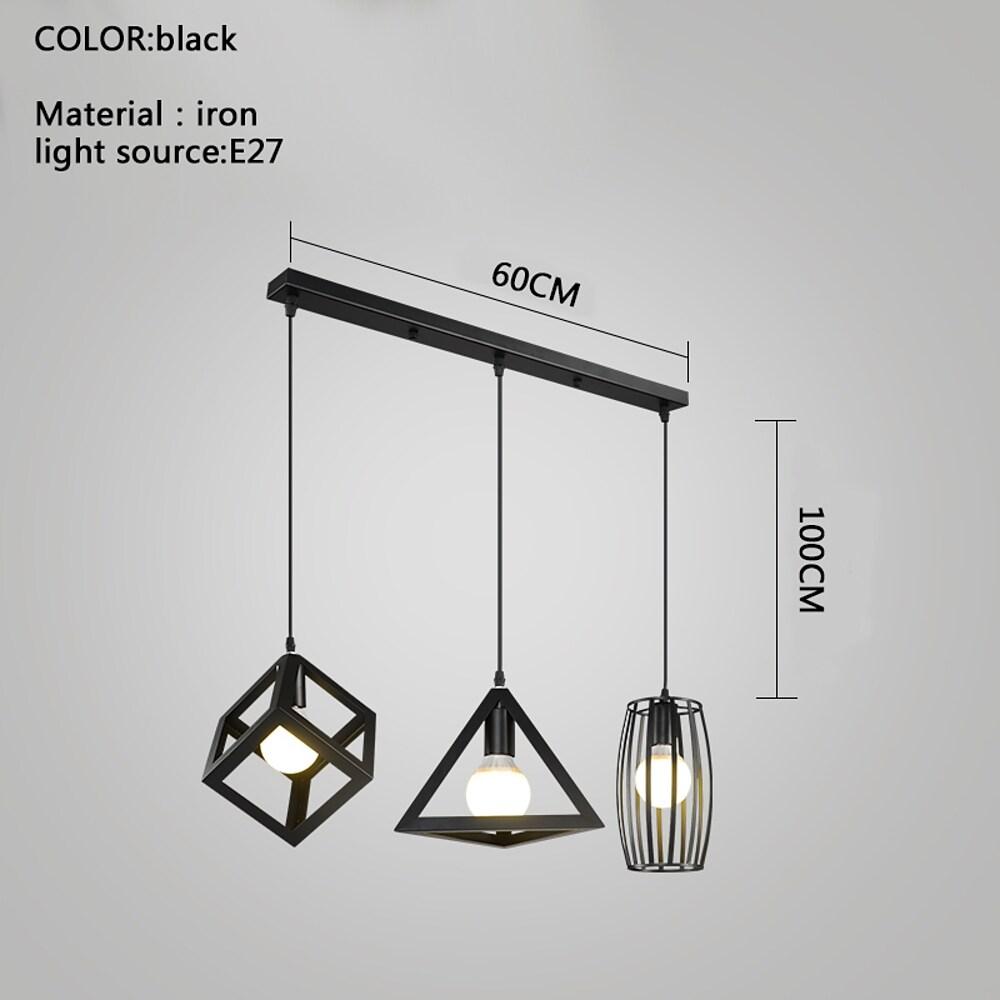 Geometric LED Adjustable Black Vintage Pendant Lighting Chandelier