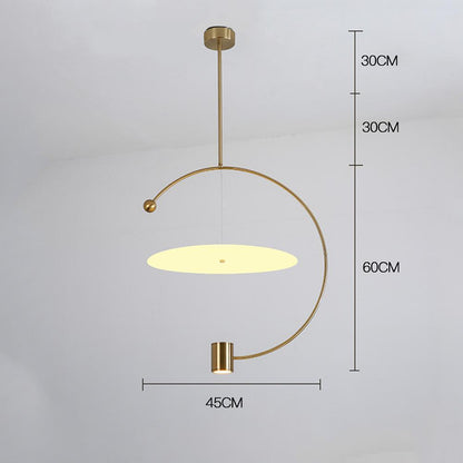 Electroplated Metal Semi Circular LED Gold Nordic Pendant Lighting