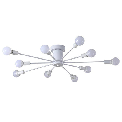 Metal Large Flush Mount Ceiling Light with 10 Sporadic Positioned LED Incandescent Lights