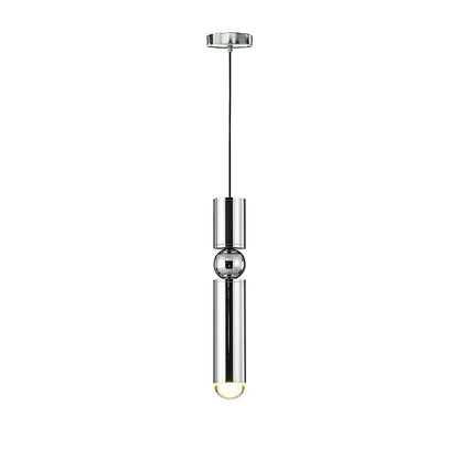 Elongated Cylindrical Electroplated Metal LED Modern Pendant Lighting