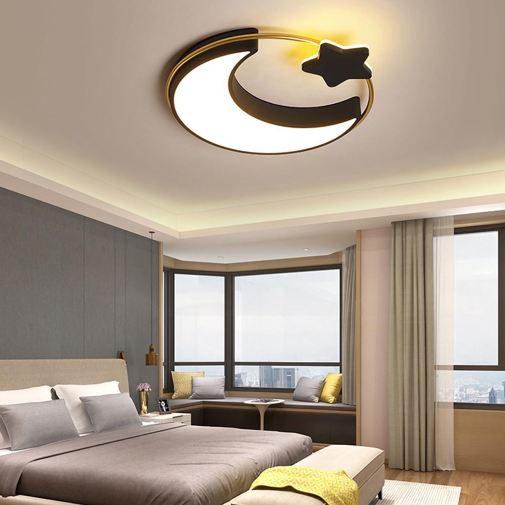 Moon and Star Dimmable Flush Mount LED Light Baby Kids Bedroom Ceiling Lights