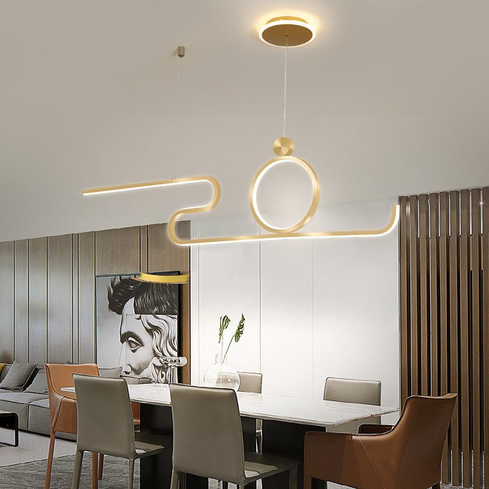 Circle Curved Linear LED Modern Pendant Light Hanging Lamp Island Lights